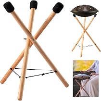 Supporto Per Handpan In Legno Di Faggio | Treppiede Regolabile | Antiscivolo | Per Tamburi Con Linguetta In Acciaio