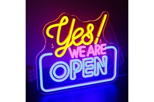 SIGNSHIP Open neon logo LED logo oui! Nous ouvrons le signe de néon pour la décoration murale jaune, rose et bleu ouvert néon indicateur Bar Restaurant Hôtel magasin Club décoration signe lumineux