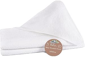 ZIMEL HOMES- White Baby Hooded Towel for Newborns Highly Durable Breathable Baby Hooded Bath Time Towel 100% Cotton - 60 cm x 60 cm