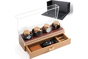 HOLME & HADFIELD The Watch Deck Pro Présentoir pour montre – Boîte de montre en bois pour homme – Cadeau d'anniversaire pour papa et mari – Chêne