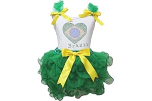 Petitebelle Valentine Vestito Strass Brasile Cuore Bianco Camicia Verde Petalo Gonna Set 1 – 8Y