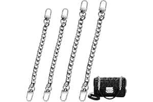 Honatrv 4 STK Taschenkette Schwarz,Handtasche Kette,Taschen Kette DIY Handtasche Taschenkette Gurt Extender Flachketten mit Metallschnallen Ketten Riemen(20/30cm)