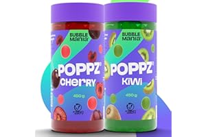 Set de Bubble Tea BubbleMania - Boba Popping, Perlas de Tapioca, Jarabe de Frutas y Polvo de Té - 100% Vegano y Sin Gluten (Paquete de 2, Cereza, Kiwi)