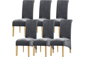 Leorate High Back Chair Covers Sretch Velvet Chair Slipcover Dining Chair Protector for Wedding Party Kitchen Room Hotel Home Deocr Charcoal Pack of 6