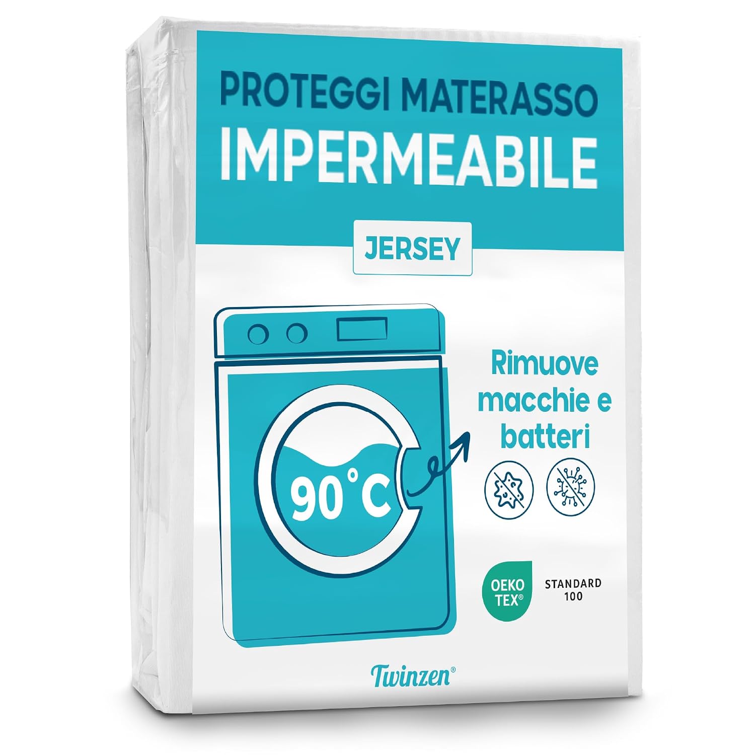 Twinzen - Coprimaterasso Singolo Impermeabile - 80x190cm | Con Angoli · Traspirante · Anallergico · Anti-Macchia · 100% Microfibra · Cerata Letto · Lavabile a 90°C · Oeko-TEX