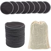 LOPHE Ecological Reusable Makeup Remover Discs, 24pcs Washable Cotton Makeup Remover with Mesh Bag, Makeup Facial Cleansing P