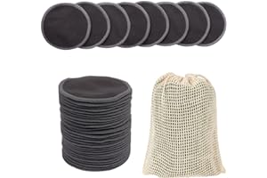 LOPHE Coton Démaquillant Lavable, 24PCS Coton Demaquillant Lavable avec sac à linge lavable, Makeup Pads Démaquillant Pour Tous les Types de Peau, Zero Déchet (B)