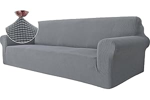 Ystyle Funda Sofa 4 Plazas, Ajustables Fundas Sofa Elasticas, Protector Sofa Gatos Arañazo y Perros Mascotas, Funda de Sofá con Reposabrazos Antideslizante Antimanchas Lavable, Gris Claro