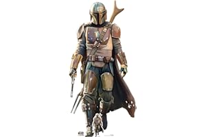 STAR CUTOUTS SC1516 Disney Lifesized Cardboard Cutouts l The Mandalorian Figure l Pack of Two l Collectible Gift l Action Pose to Scale l Star Wars Vintage Party Ideal Height 182cm, Solid
