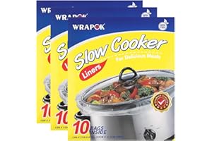 TFRO & CILE WRAPOK Slow Cooker Liners Kitchen Disposable Cooking Bags BPA Free for Oval or Round Pot, Large Size 13 x 21 Inch, Fits 3 to 8.5 Quarts - 3 Pack (30 Bags Total)