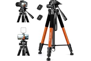 JOILCAN Statyw do aparatu Canon Nikon Sony, 165.1 cm statyw ze stopu aluminium z odłączaną głowicą i uchwytem na telefon, lekki statyw DSLR do smartfona/vloga/strumieniowania, maksymalne obciążenie