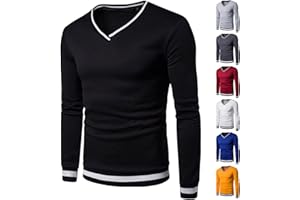 CSHE Pullover Herren Oversize Sweatshirt ohne Kapuze Mode Casual Langarmshirt mit V-Ausschnitt Baumwolle Sport Sweater Langarm Pulli Lässig Oberteil Männer Regular fit Top