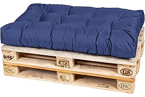 ‎TEXDEKO TexDeko® Garden Palettenkissen 120x80x18cm wasserabweisend In- & Outdoor Premium Sitzkissen gesteppt Palettenauflage für Europaletten Palettenpolster (Blau)