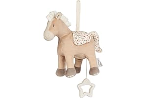 Sterntaler Spieluhr S Pferd Sunny - Baby Spieluhr aus weichem Stoff - Kuscheltier zum Anbinden Dank herausnehmbarer Spieluhr waschbar, Einschlafhilfe wirkt beruhigend zuhause & unterwegs, lichtbeige