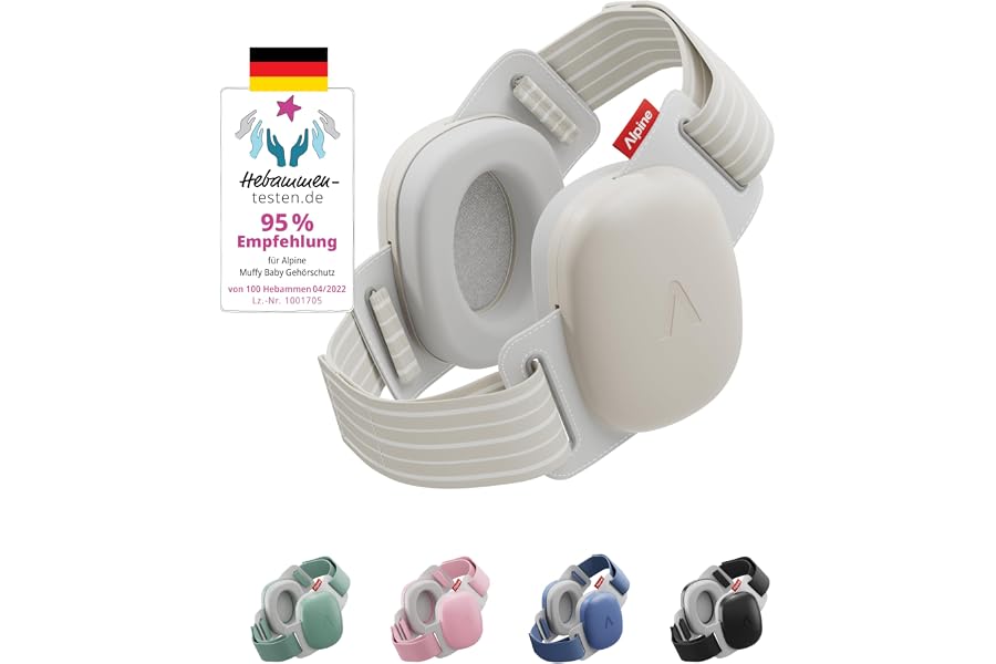 Alpine Muffy Baby Comfort Gehörschutz Kopfhörer, 24 dB, bis 5 Jahre, Beige | Einzigartiges Kopfband für sicheren & bequemen Sitz, einfach verstellbar. Lärmschutz für Babys & Kleinkinder. Dünn & leicht.