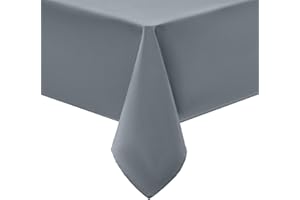 smiry Tischdecke Abwaschbar Rechteckig 130x160cm Tischtuch Polyester Wasserabweisend Lotuseffekt Tischwäsche Schmutzabweisend Abwischbare Tafeldecke für Party Küche, Grau