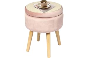 Bonlife Ottoman Storage Box Foot Stool Seat Toy Box Storage Cofee Table Crushed Velvet Home Furniture 4 Legs Pink 36x36x45cm