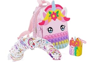 CONTRACONTACT Spielzeug KINDERGARTENRUCKSACK ab 3 Jahre | EINHORN Rucksack Kinder mit Fidget Poppern & Platz für Kindergarten Freundebuch | Beliebte Geburtstagsgeschenke für Mädchen f. jeden Tag