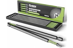 Heifix 6 x 150mm PZ2 Impact Long Screwdriver Magnetised Bit Set in Eco Storage Box - Pozi Drill Screw