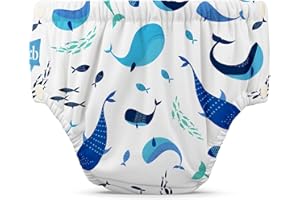 ‎CHARLIE BANANA Charlie Banana wiederverwendbare Schwimmwindel – The Whale on White - M (7–13 kgs)