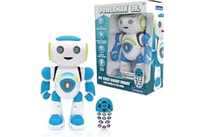LEXIBOOK ROB20EN Powerman Jr. Smart Interactive Lettura in The Mind-Toy per bambini, Danze, Suona musica, Animali Quiz, STEM Programmabile, Telecomando Boy Robot-Verde/Blu