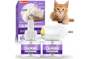 VOKY Diffusore Feromoni per Gatti 2 in 1, Calmante per Gatti Giorni per Antistress, Allevia Ansia ，Stress, Altri Comportamenti Problematici, Adatto per Casa Viaggiare All'Aperto