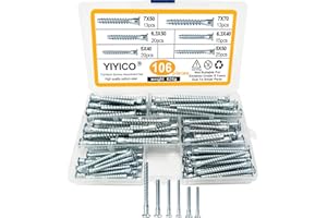 YIYICO Confirmat śruby do mebli, łączniki meblowe, 110 szt., 5 x 40, 5 x 50, 6,3 x 40, 6,3 x 50, 7 x 50, 7 x 70, śruby łączące do mebli