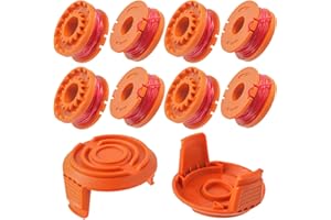 JAMHER Bobina Ø1.65mm e 3.0m Lunghezza Compatibile con Worx WA0004.1/WA0010 Bobina di Filo per Tagliabordi (8 Bobine+ 2 Copertura)