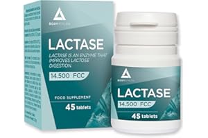 Bodyathlon –Enzima Lattasi 14.500FCC Alto Dosaggio– Per l'intolleranza al lattosio- Migliora la digestione del lattosio- Lattosio intolleranza pastiglie– Rapida Azione -45 compresse