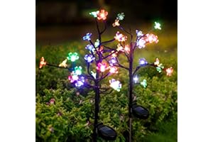 MXJFYY Solarlampen für Außen Garten, 2 Stück 20 LEDs Kirschblüten Garten Gartenlampen Draußen, 2 Modes Wasserdicht Solarleuchten, Blumen Gartendeko für Yard Rasen Draußen Weihnachten