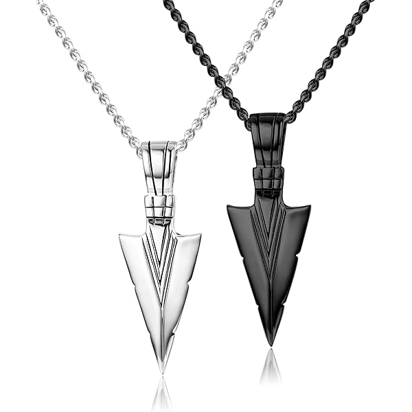 Men's LYNX Gray Ion Plated Stainless Steel Arrow Head Pendant Necklace