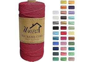 Uiopa Macrame Corda 2mm x 200m, Filo di Cotone Macramè 3 Strand Twisted, Filo Macrame Spago Colorato per Artigianato Fai da Te Piante da Appendere Acchiappasogni