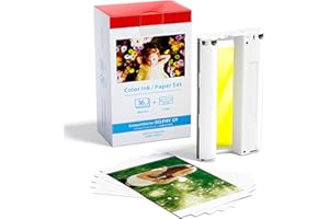 FIMAX TECH Papier Photo 10x15 Rechange Canon Selphy cp1500 CP1300 CP1200 CP910 CP1000 1 Cartouche D'encre et Papier Photo KP-36IN 3115B001(AA) Compatible avec Imprimante Canon Selphy CP, A6 (100 x 148 mm)