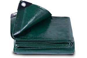 GZBtech Tarpaulin Waterproof Heavy Duty【4x4m 150g/m²】, Premium Quality Weatherproof Tarpaulin Sheet with Eyelets,PE Tarpauline for Table and Chairs/Chicken run/Wood Logs/Fish Pond/Pool Cover Green