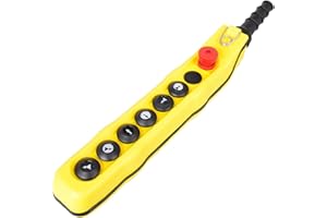 SPITZENSPANNUNG ELEKTROTECHNIK Hängetaster, Kransteuerung, Steuerflasche, Kran, Steuerschalter, 8 Tasten: Not-Aus+Verschlusskappe+auf/ab 2-Stufig+Links/rechts 1-Stufig+vor/zurück 2-Stufig, MKHT8-03