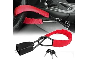 MOCOLI Universal Car Steering Wheel Lock, Steering Wheel Lock for Car, Car Lock Anti Theft Device, Steering Wheel to Seat Belt Lock, Universal Fit for Cars, Trucks, Vans and SUVs(Red)