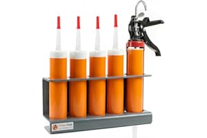 Amberquip Storage Holder for Silicone Sealant Tubes. Organiser Rack fits Mastic, Caulk and Adhesive. Ideal for Vans, Workshop & Garage Use. 100% WATERPROOF Grey PVC. (Gun & 4 Tube Holder)