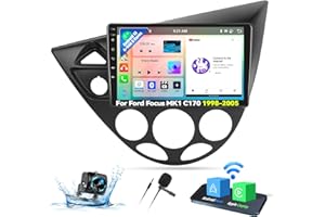 OiLiehu 4+64G 8 Core Android 13 Dual DIN Radio Carplay Android Auto Bluetooth Autoradio para Ford Focus MK1 C170 1998-2005 con Pantalla de 9 Pulgadas con WiFi GPS FM RDS DSP EQ Cámara Trasera