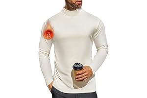 Ekouaer Camiseta Interior térmica de Invierno para Hombre Camiseta de Manga Larga con Cuello Alto S-XXL