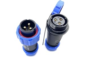 BAYZCONN Connettore Spina aeronautica SP21 a 3 pin, senza saldatura IP68 a 3 pin Spina aeronautica impermeabile e antipolvere per lampade da esterno Utilizza 500 V 30 A (cavo a crimpare a vite 12 AWG)