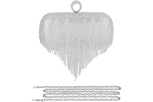 CORIOS damska torebka wieczorowa z kryształowymi frędzlami, kopertówka, torebka na ramię z cyrkoniami, torba na bankiet, ślub, torebka ślubna, torebka z cekinami, brokatowa torebka na ramię, na wesele