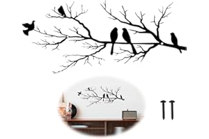 ‎JINMINAMZ jinminamz Metalowe dekoracje ścienne dekoracje ścienne do salonu, czarna metalowa dekoracja ścienna ptaki do dekoracji ścian wewnętrznych i zewnętrznych, z wiszącymi gałęziami