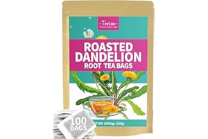 TeeLux Roasted Dandelion Root Tea Bags, Premium Natural Dandelion Root Herbal Tea, Caffeine Free, 100 Tea Bags, A Popular Coffee Alternative