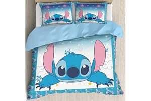 WFBZ 3D Cartoon Housse De Couette 90x200 Parure De Lit Enfant 1 Personne Bleu Taies d'oreiller 63x63cm Microfibre Polyester Lit (A5, 90x200+63x63x1)