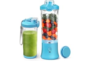 DOUBLECARE Przenośny blender do smoothie 590 ml, elektryczna sokowirówka 4000 mAh, silnik 270 W, bez BPA i wodoodporności IP67, blender USB do świeżych soków z 2 trybami mieszania do podróży, siłowni, niebieski