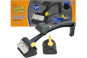 Scrub Daddy BBQ Daddy et Têtes de Recharge - Brosse de Nettoyage pour Barbecue avec Grattoir et Décapsuleur, Brosse Nettoyage Barbecue, sans Poils Métalliques avec FlexTexture, Brosses à BBQ