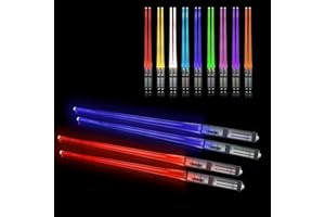 Light Up Baguettes Lightsaber Baguette Chinoise avec 9 Modes de Couleur, SOARFLY Lightsaber Baguette Réutilisables Sans BPA Illuminating Chopstickspour Cuisine Dinner Party Sushi, 2 Paires
