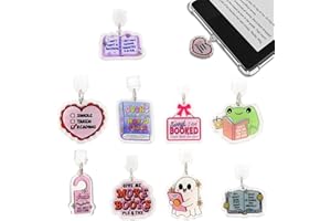 Auroriel 9er Set Staubschutzkappen Charm Typ C für E Reader Paper White 11. Generation Staubschutz Zubehör Kindle für Buchliebhaber Damen Herren USB C Staubschutz