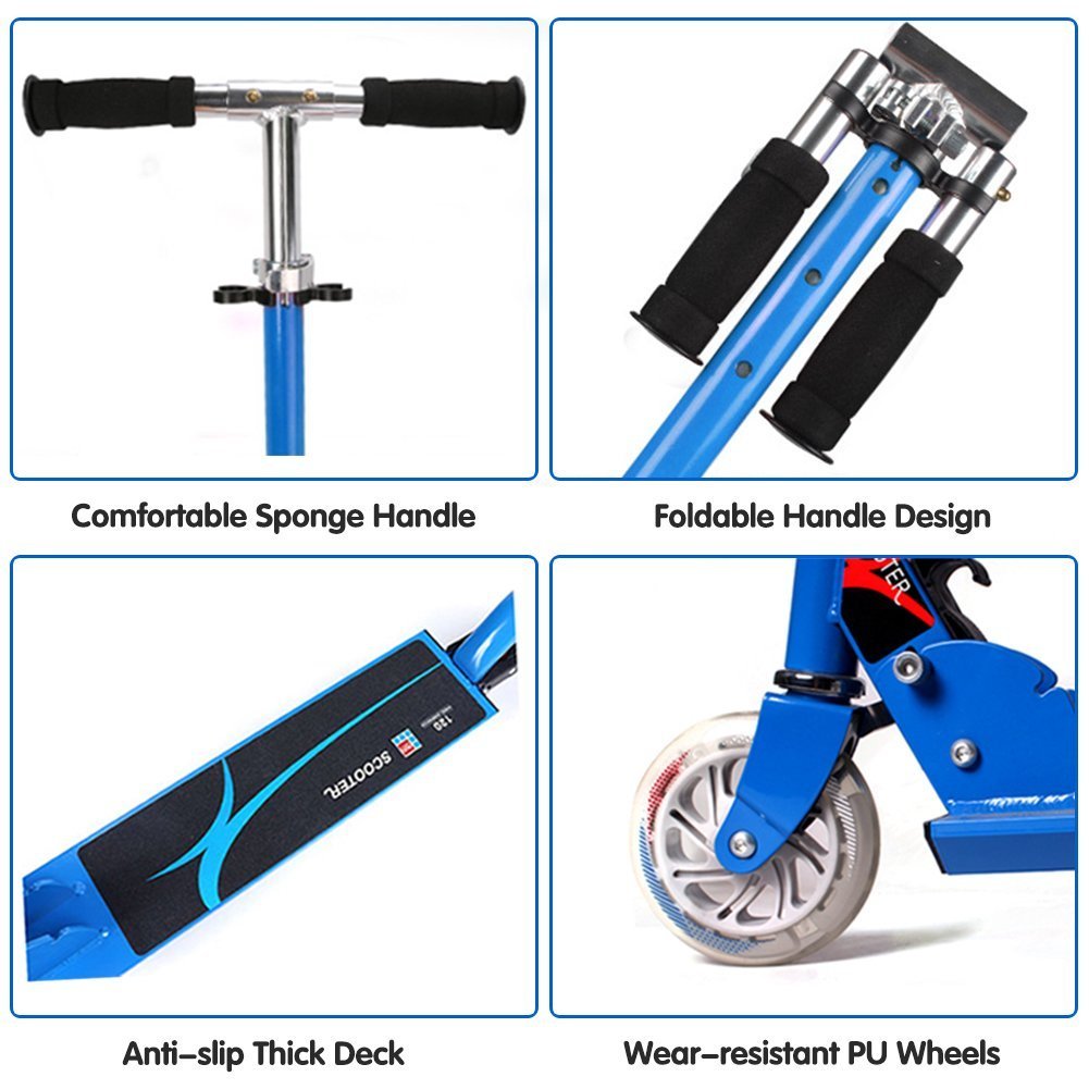 Honkid-Trottinette-Enfant-Pliable-et-Rglable-avec-Lumineux-2-Roues-Patinette-2-Roues-en-Aluminium-pour-Enfant-3--13-Ans