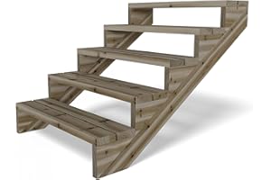 Gartenwelt Riegelsberger Escalier de terrasse avec 5 marches en bois massif de pin imprégné sous pression, Vert